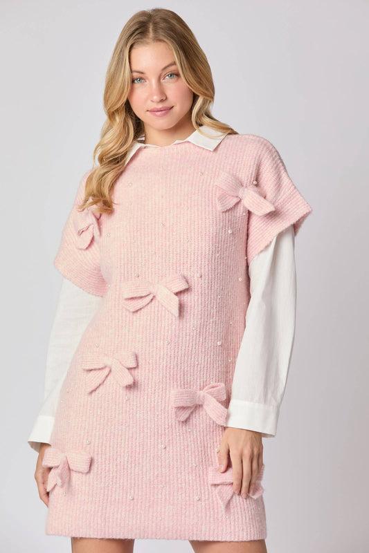 Bow & Pearl Sweater Dress