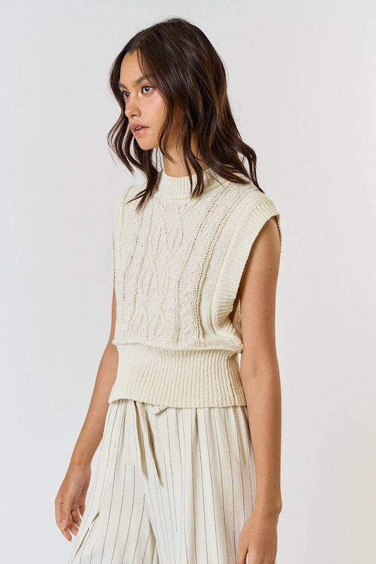 Cable Knit Sweater Vest Top