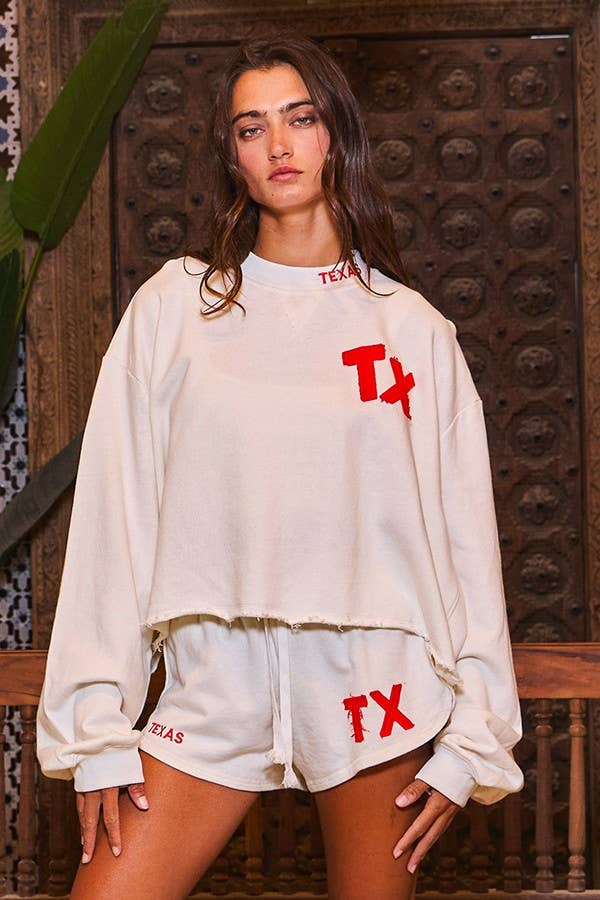 TEXAS Embroidered Terry Sweatshirt & Shorts