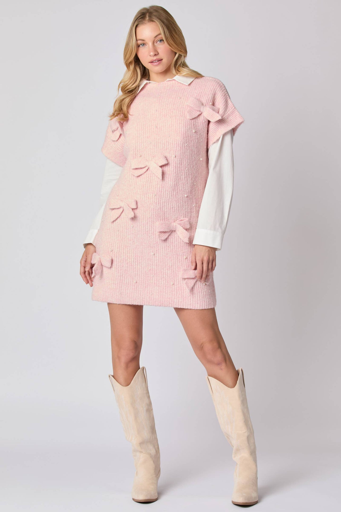 Bow & Pearl Sweater Dress